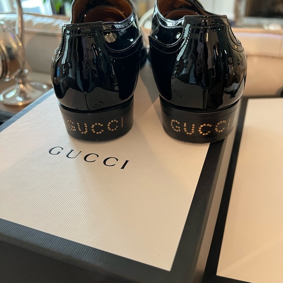Gucci Mens Black Leather Lace Up Dress Shoes